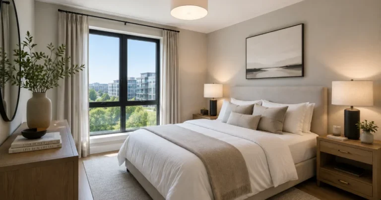 Tidy bedroom after a professional cleaning