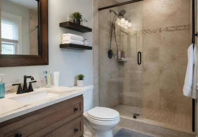 Bathroom with a glass walk-in shower